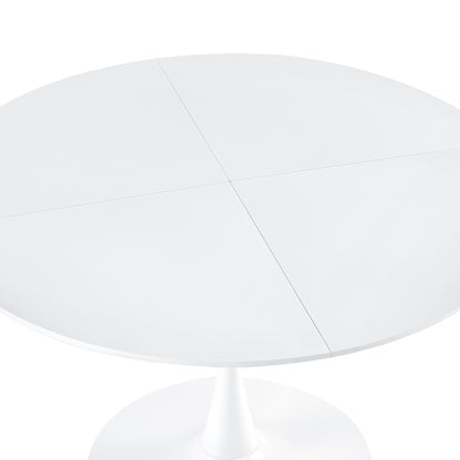 120cm Round Table with Iron Legs（4 sectors）-White