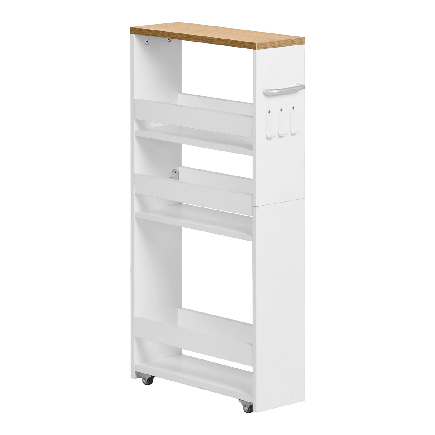 4-Tier Narrow Rolling Storage Cart Slim Design for Kitchen -Fire/White Color -ENTIAT