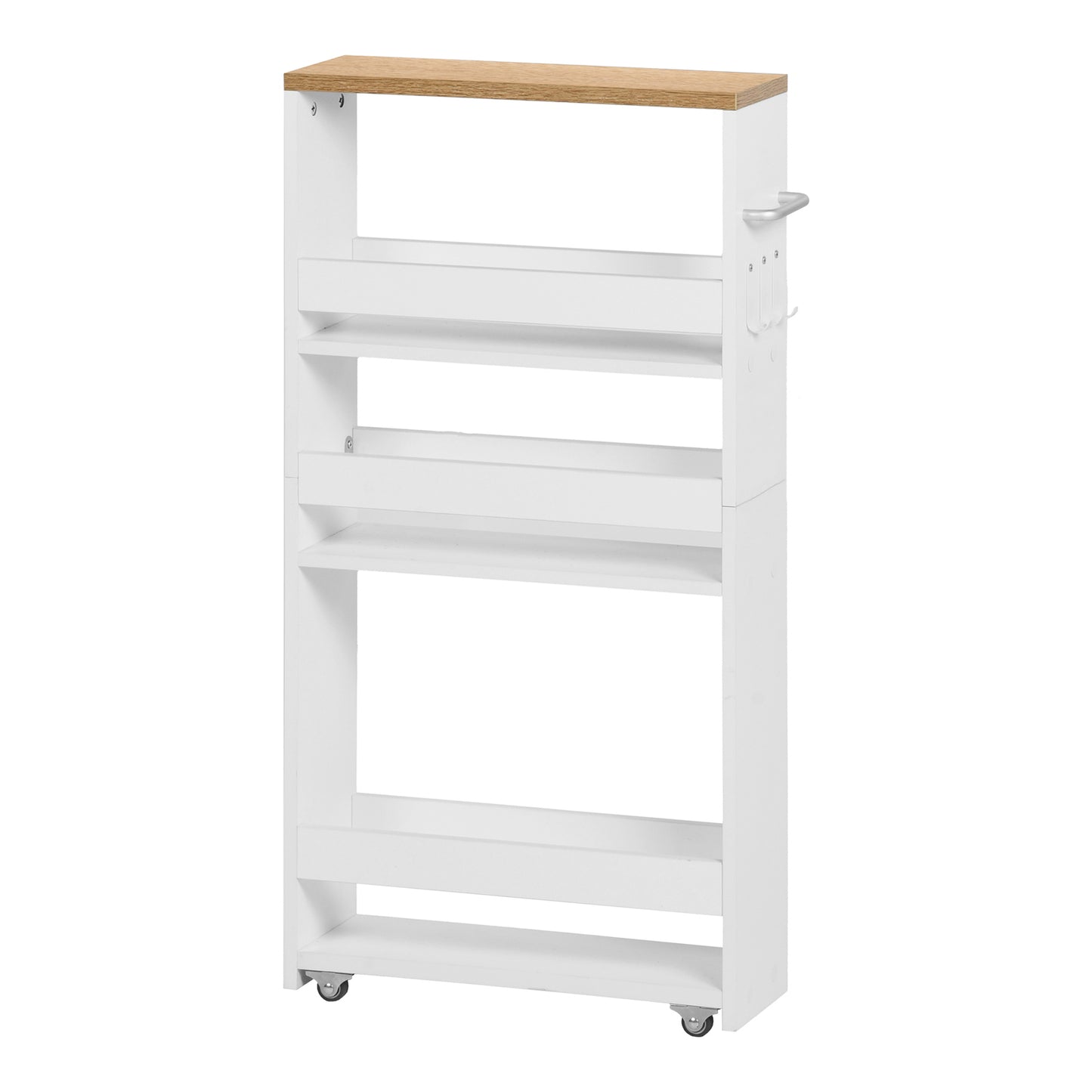4-Tier Narrow Rolling Storage Cart Slim Design for Kitchen -Fire/White Color -ENTIAT