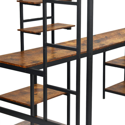 Twin Loft Bed with Desk and Bookcase Black - ESOFEA