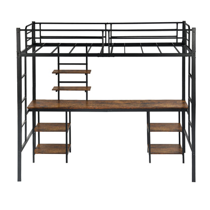 Twin Loft Bed with Desk and Bookcase Black - ESOFEA