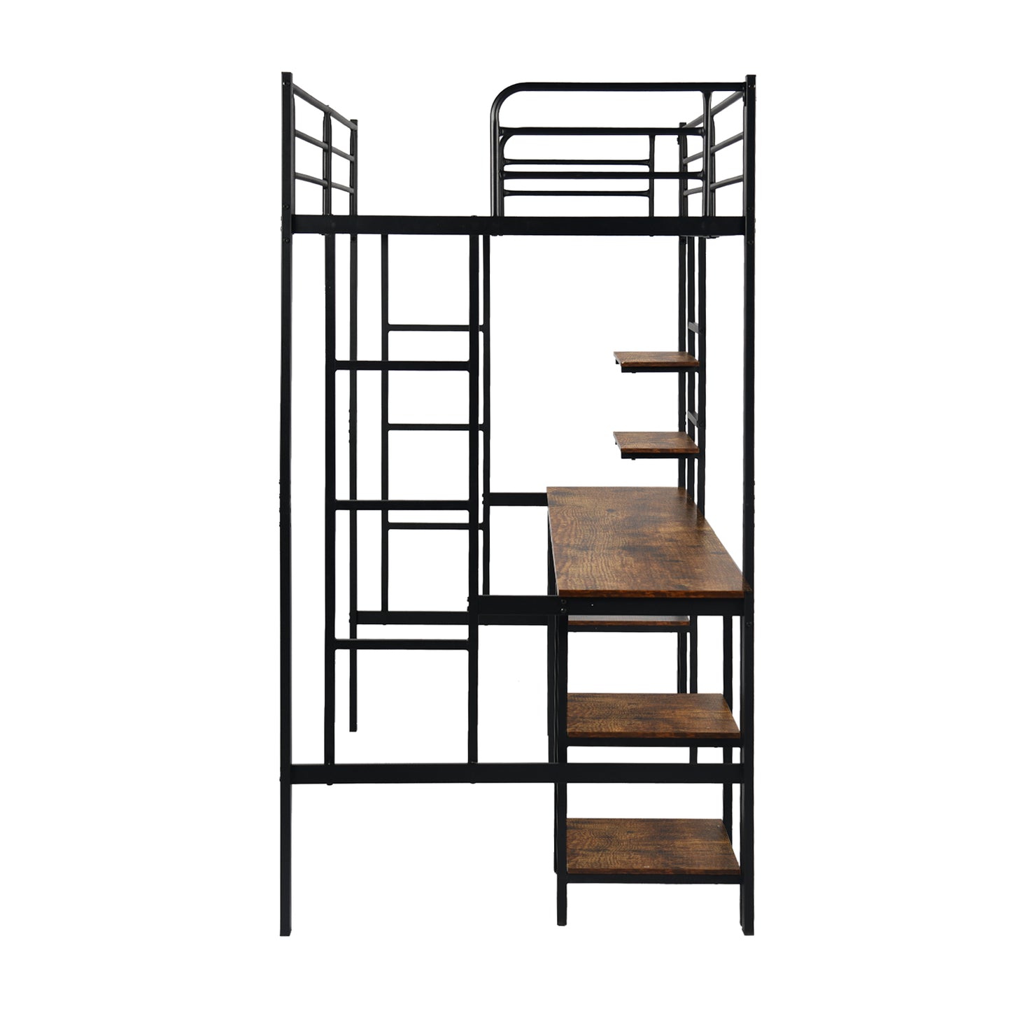 Twin Loft Bed with Desk and Bookcase Black - ESOFEA