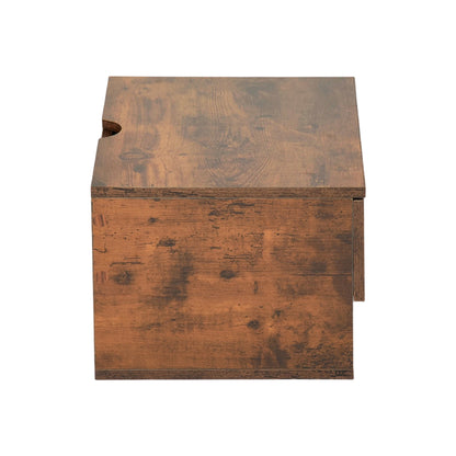 Two-piece wall-mounted bedside table set with drawers and shelves, White and Flame Grain