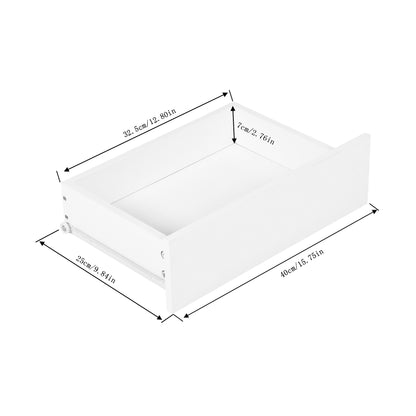 Two-piece wall-mounted bedside table set with drawers and shelves, White and Flame Grain