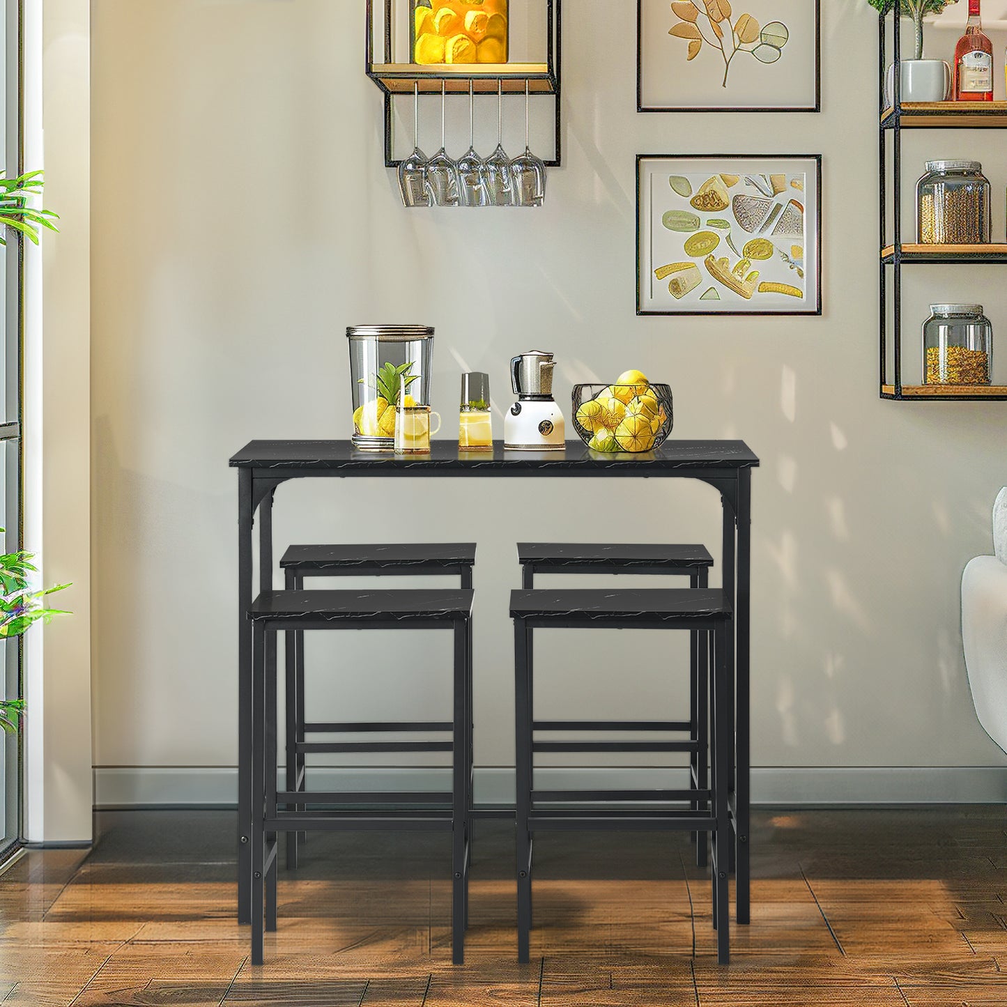 Dining Table With Bench With Black Marble -FAIRMAN ST