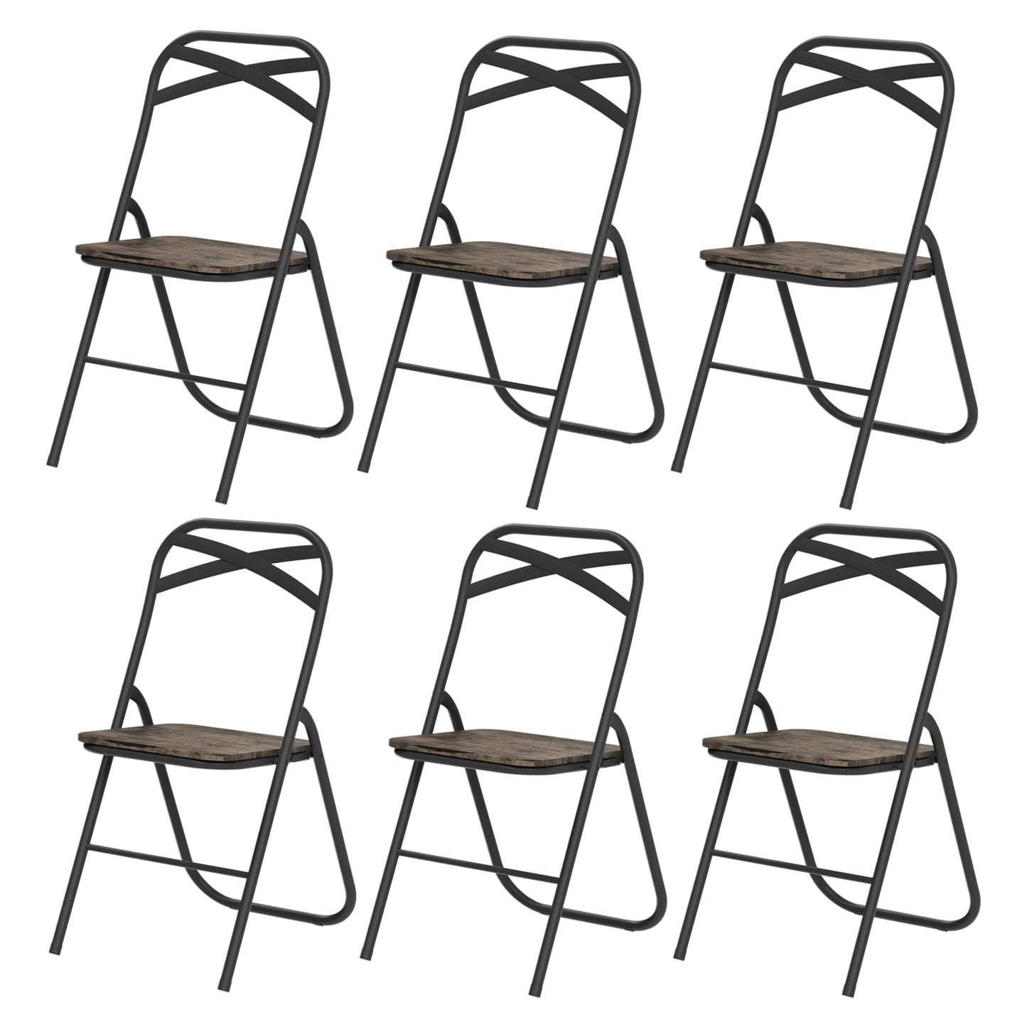 FERN Stackable Folding Chairs Set of 6 - Wood/Light Oak Grain