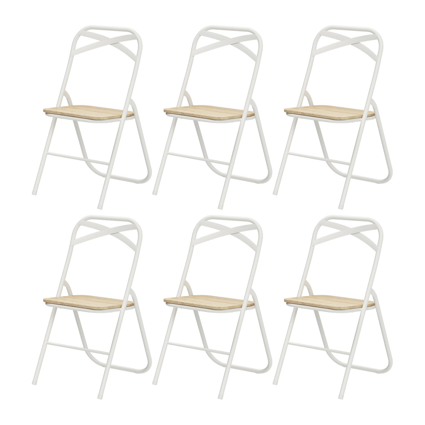 FERN Stackable Folding Chairs Set of 6 - Wood/Light Oak Grain