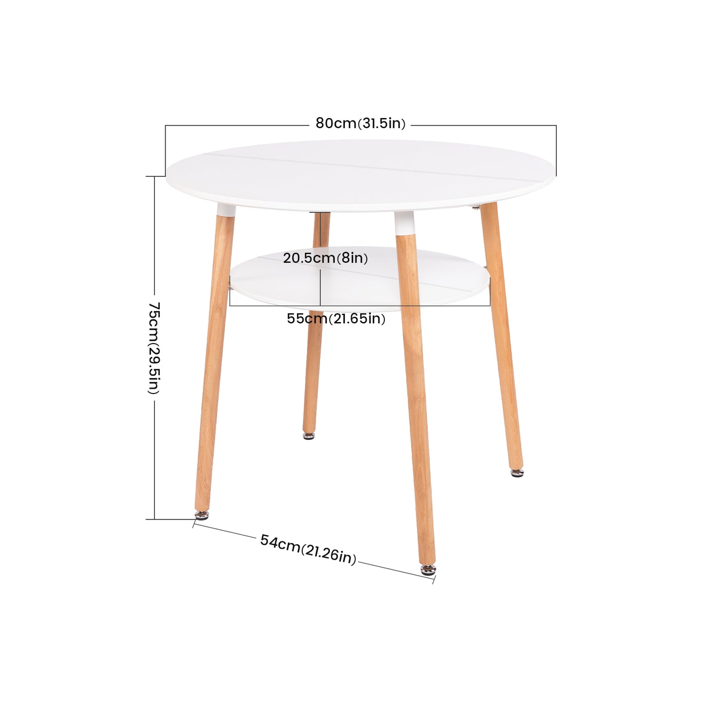 2-Layer Round Coffee Table White-FULLER
