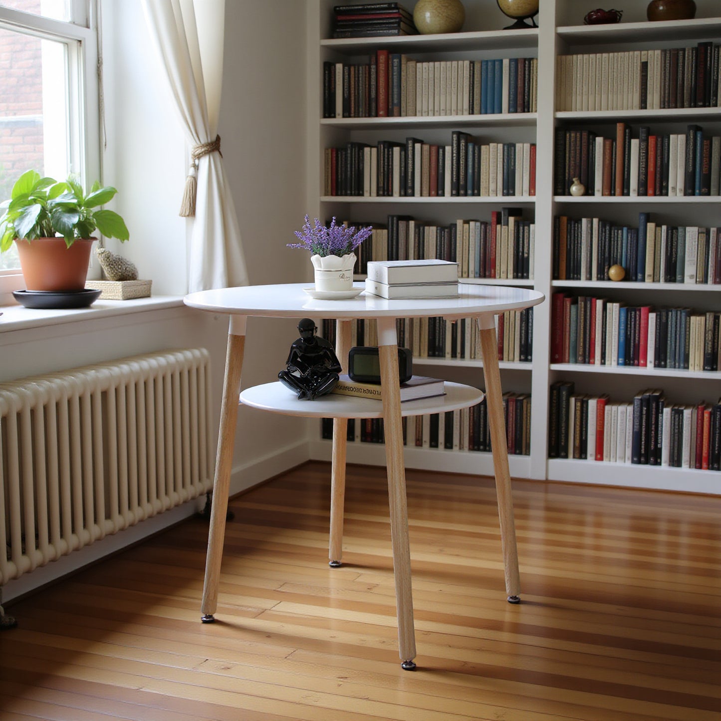 2-Layer Round Coffee Table White-FULLER
