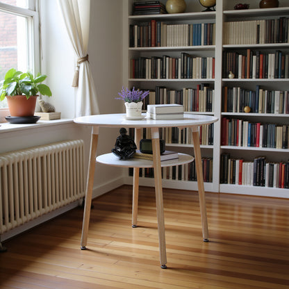 2-Layer Round Coffee Table White-FULLER