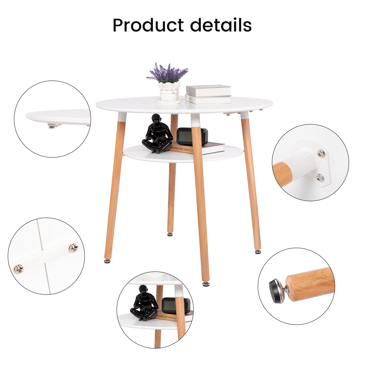 2-Layer Round Coffee Table White-FULLER