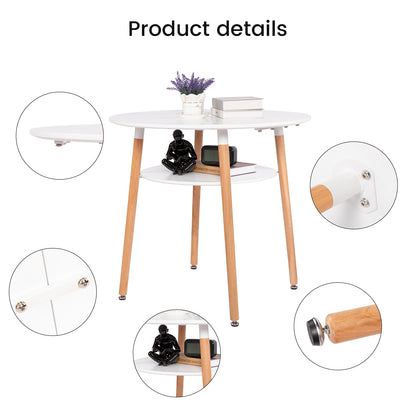 2-Layer Round Coffee Table White-FULLER