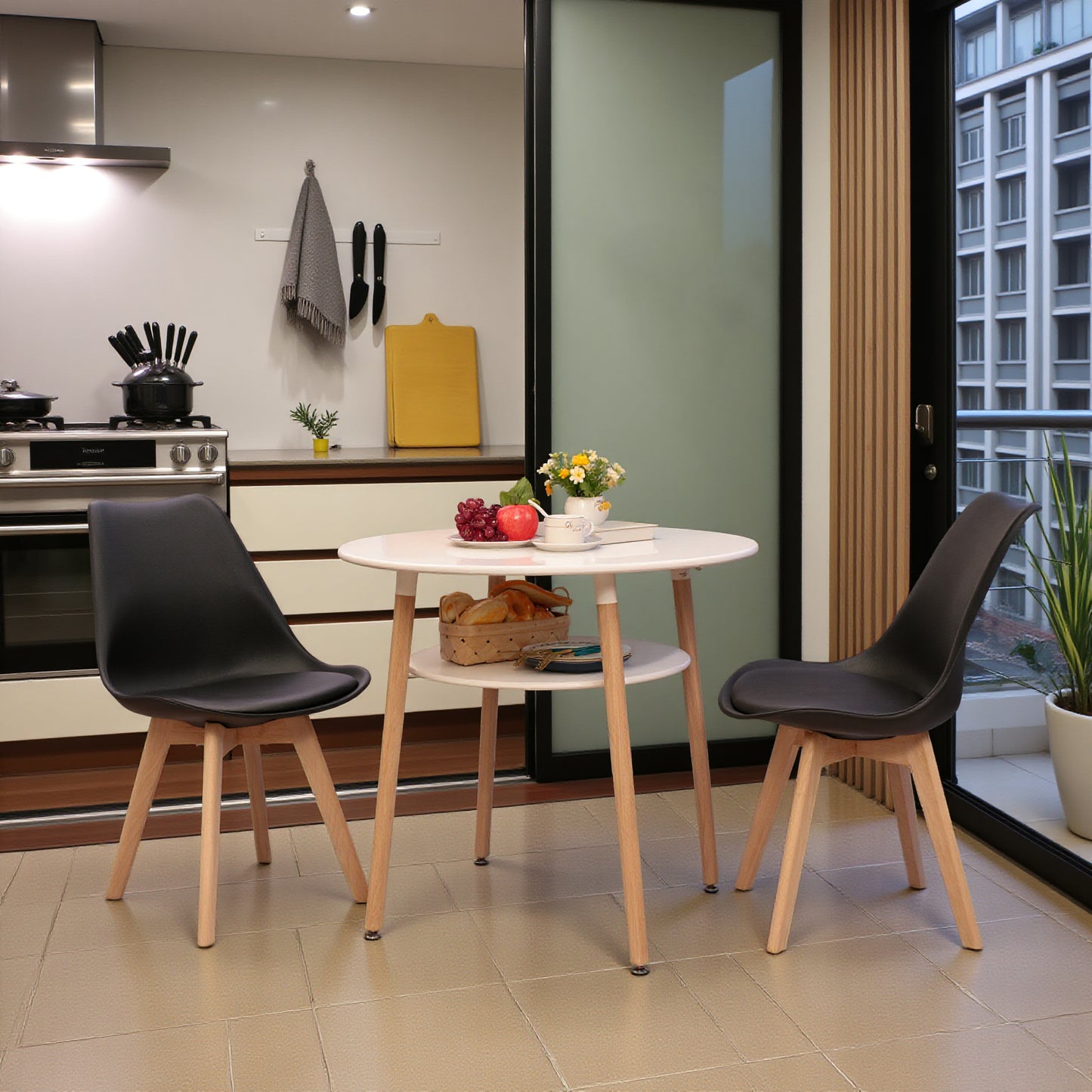 2-Layer Round Coffee Table White-FULLER