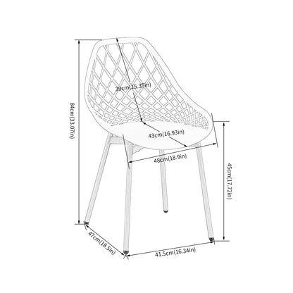 GARY Metal Side Chair with Cutout Back (Set of 4/6) - Black/White