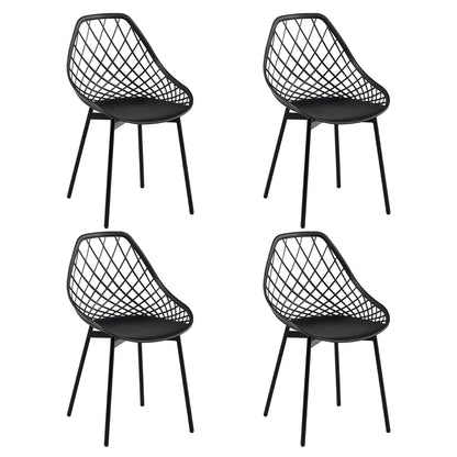 GARY Metal Side Chair with Cutout Back (Set of 4/6) - Black/White