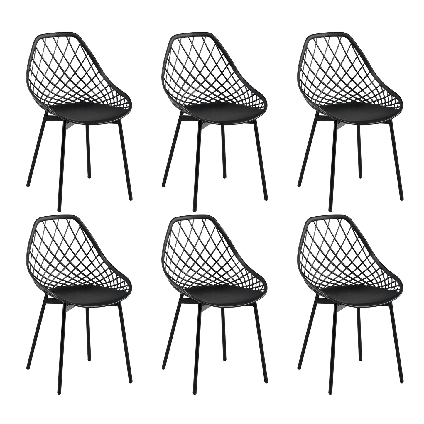 GARY Metal Side Chair with Cutout Back (Set of 4/6) - Black/White