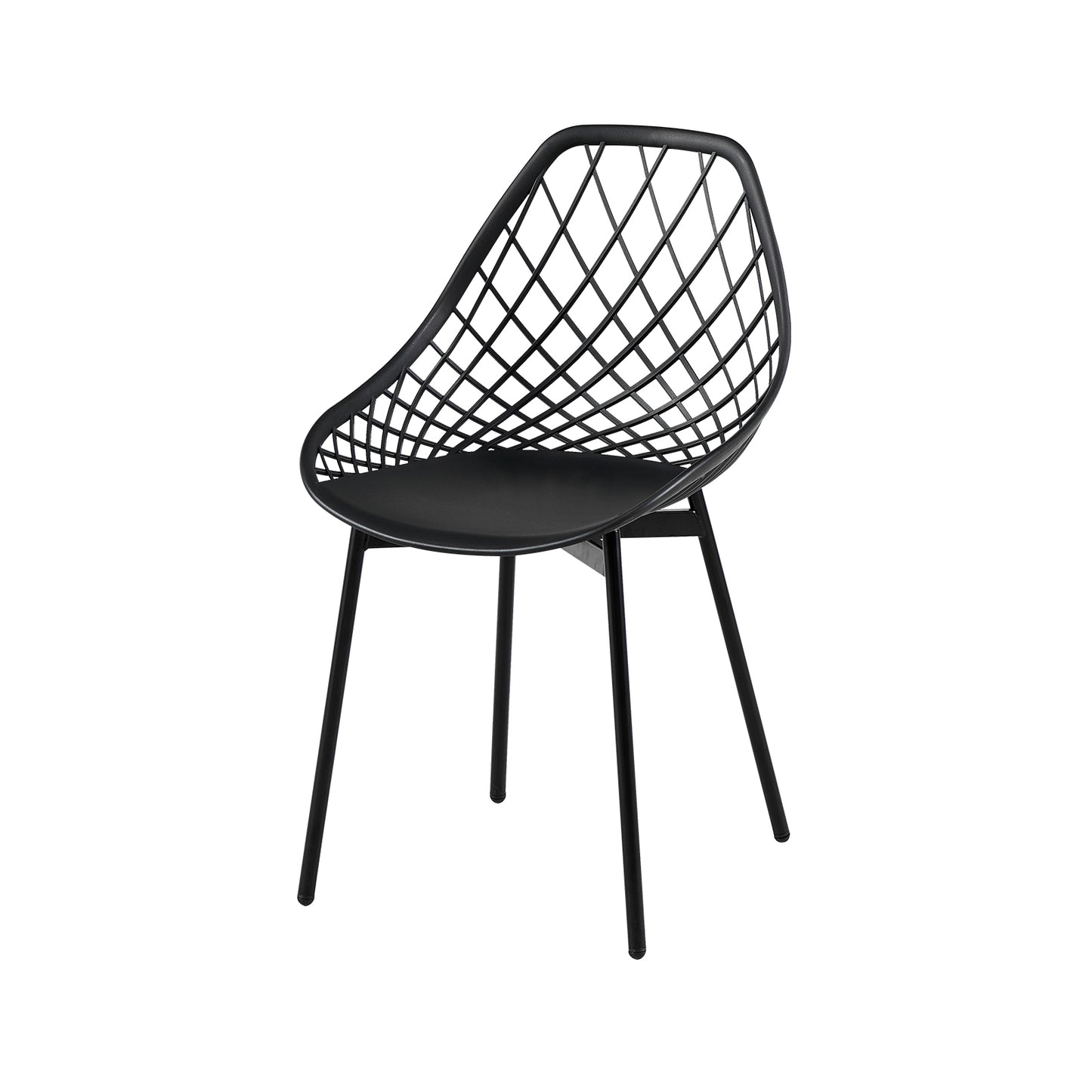 GARY Metal Side Chair with Cutout Back (Set of 4/6) - Black/White