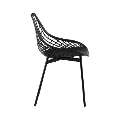 GARY Metal Side Chair with Cutout Back (Set of 4/6) - Black/White