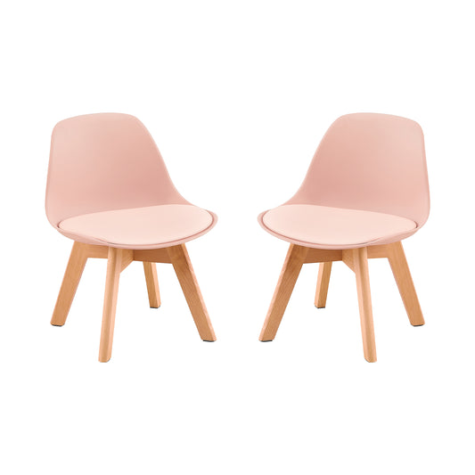 GRAND Set di 2 sedie da pranzo per bambini con gambe in faggio – rosa/bianco