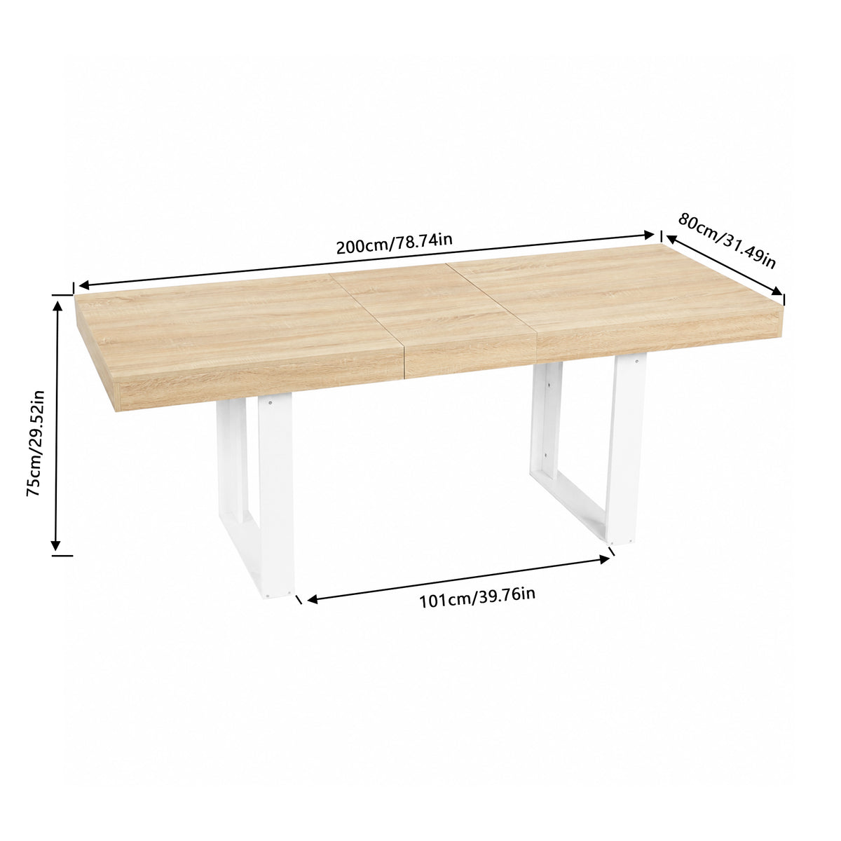 Extendable Rectangular Dining Table, 160-200cm Long - Wood and White