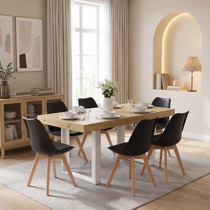 Extendable Rectangular Dining Table, 160-200cm Long - Wood and White