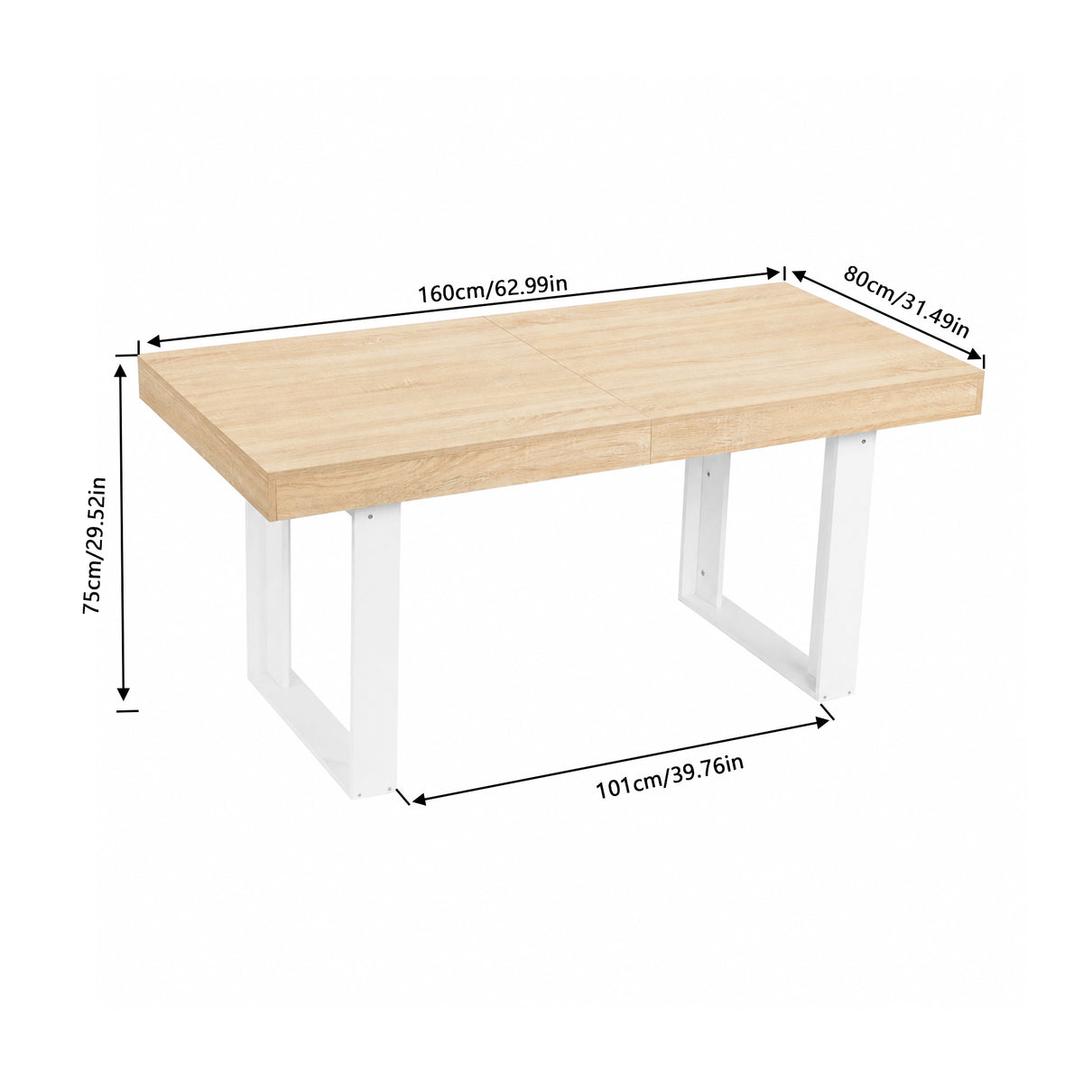 Extendable Rectangular Dining Table, 160-200cm Long - Wood and White