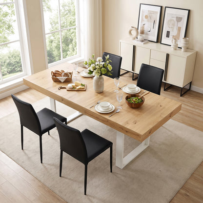 Extendable Rectangular Dining Table, 160-200cm Long - Wood and White