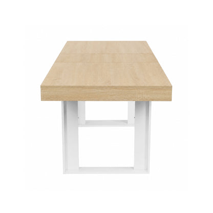 Extendable Rectangular Dining Table, 160-200cm Long - Wood and White