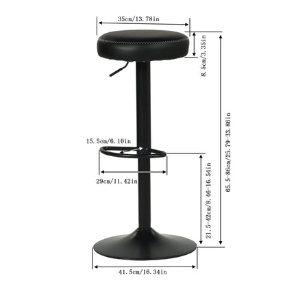 HAZLET Modern Adjustable Bar Stools with Footrests Set of 2- Black