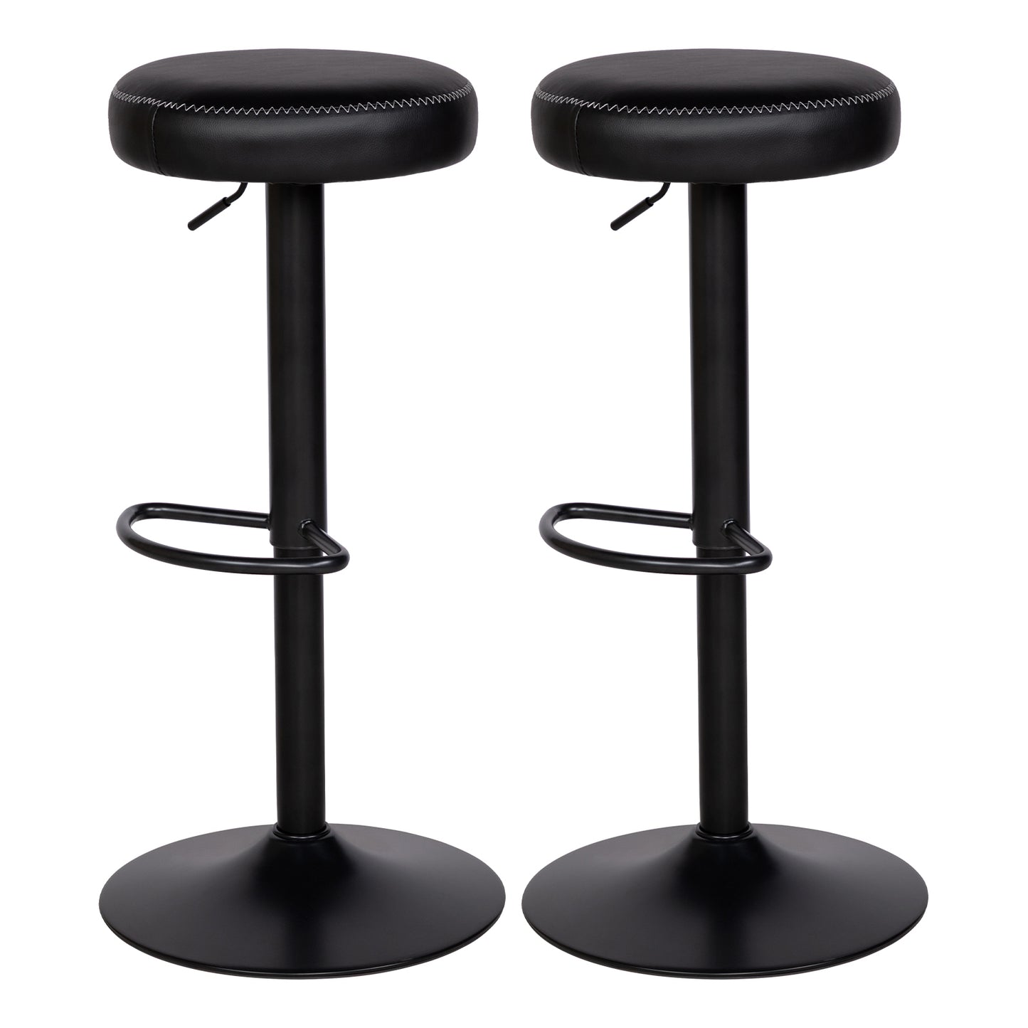 HAZLET Modern Adjustable Bar Stools with Footrests Set of 2- Black