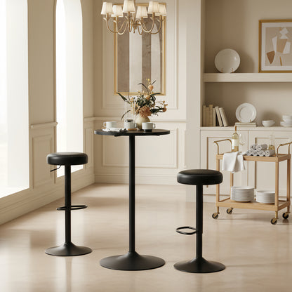 HAZLET Modern Adjustable Bar Stools with Footrests Set of 2- Black