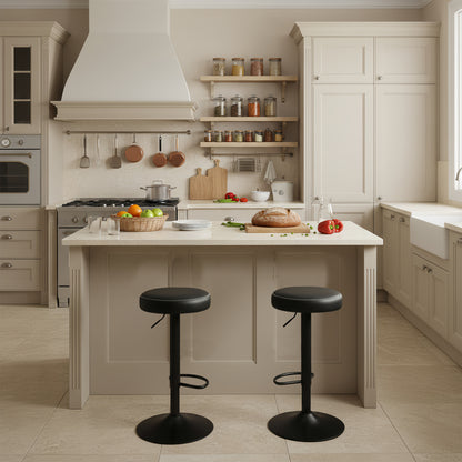 HAZLET Modern Adjustable Bar Stools with Footrests Set of 2- Black