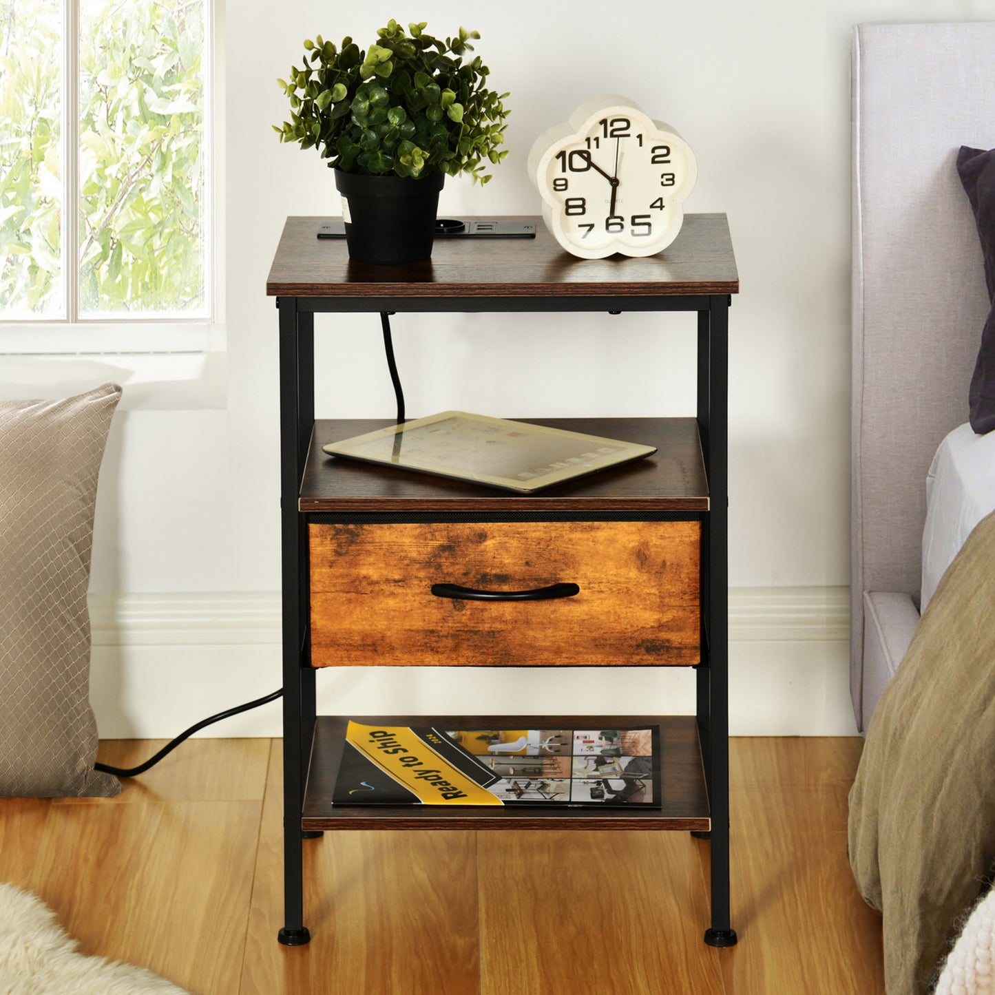 Small Side Table 40cm with Iron Legs-Fire color-HINES