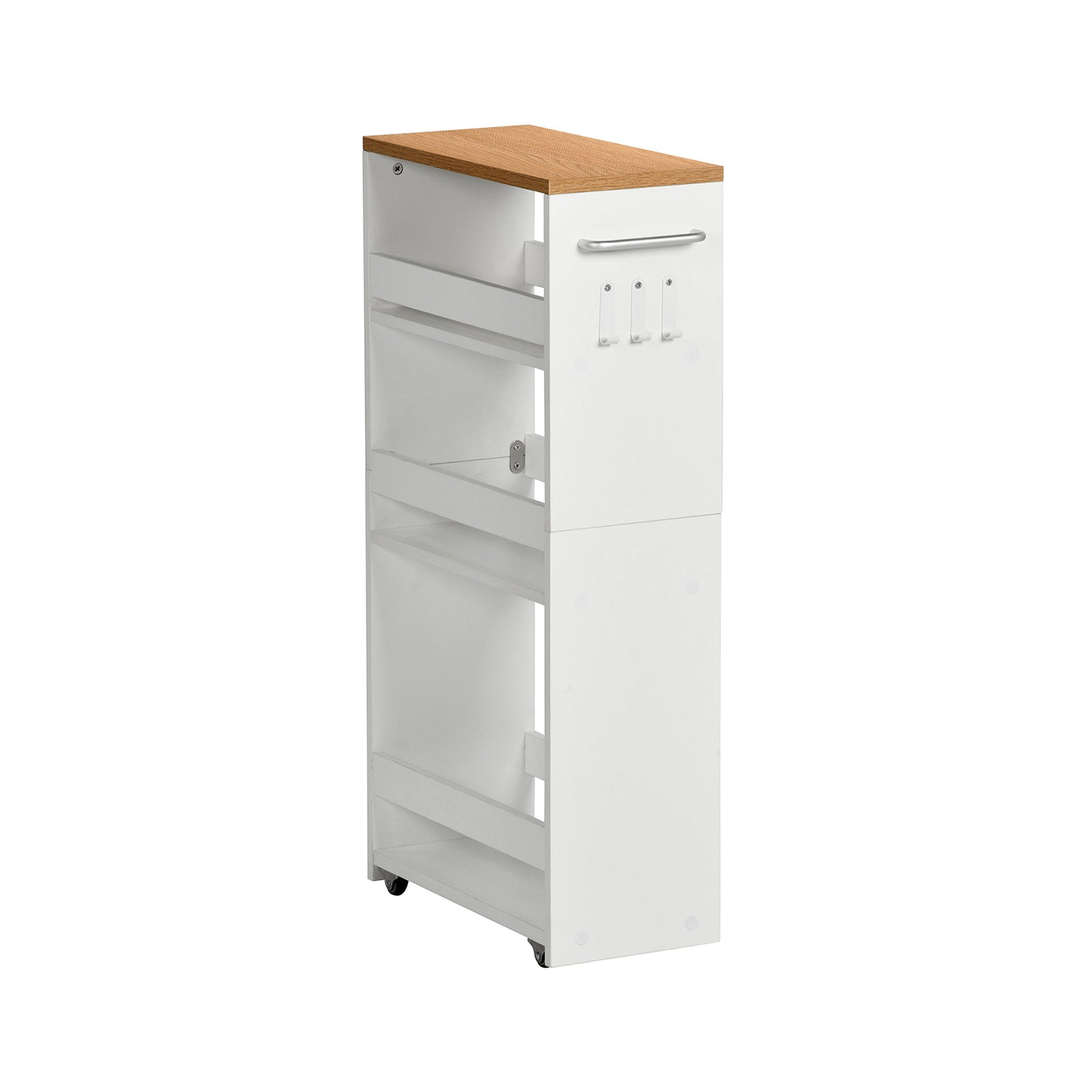 4-Tier Space-Saving Rotating Cart White - HUSUM