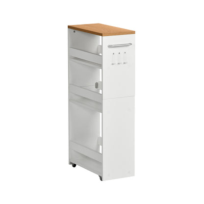 4-Tier Space-Saving Rotating Cart White - HUSUM
