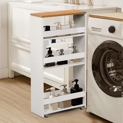 4-Tier Space-Saving Rotating Cart White - HUSUM