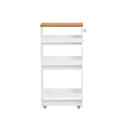 4-Tier Space-Saving Rotating Cart White - HUSUM