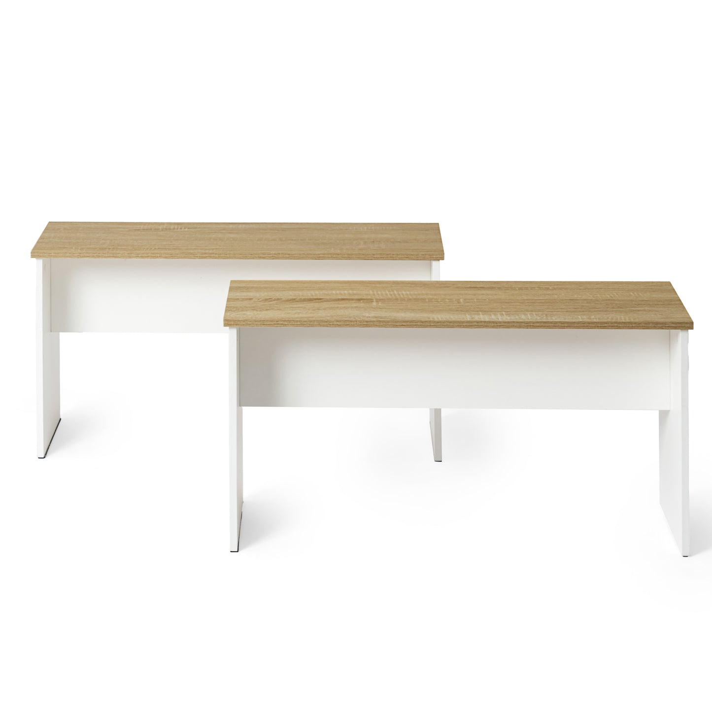 Dining Long Bench Long with 90cm Set of 2 - OAK/White/Black-HYBLA