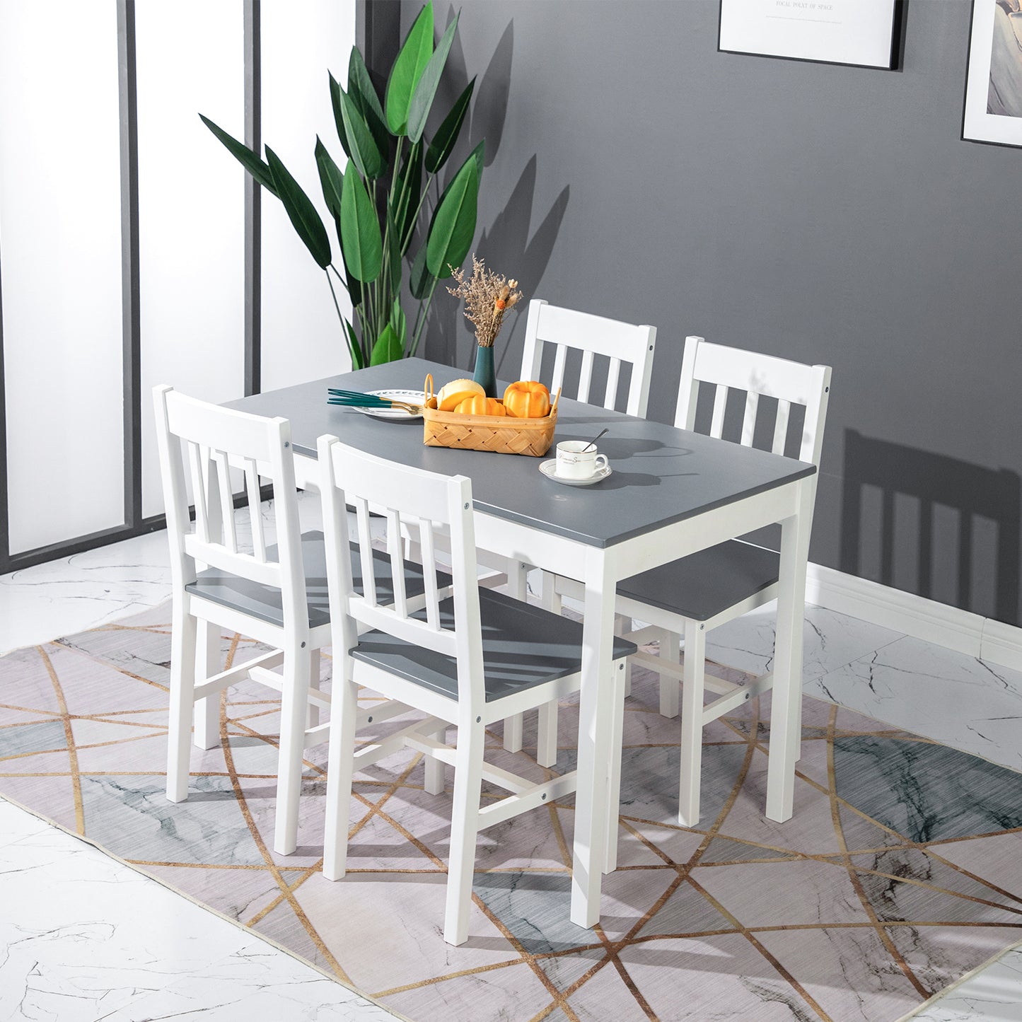 JOEL Square Dining Set -White and Gray