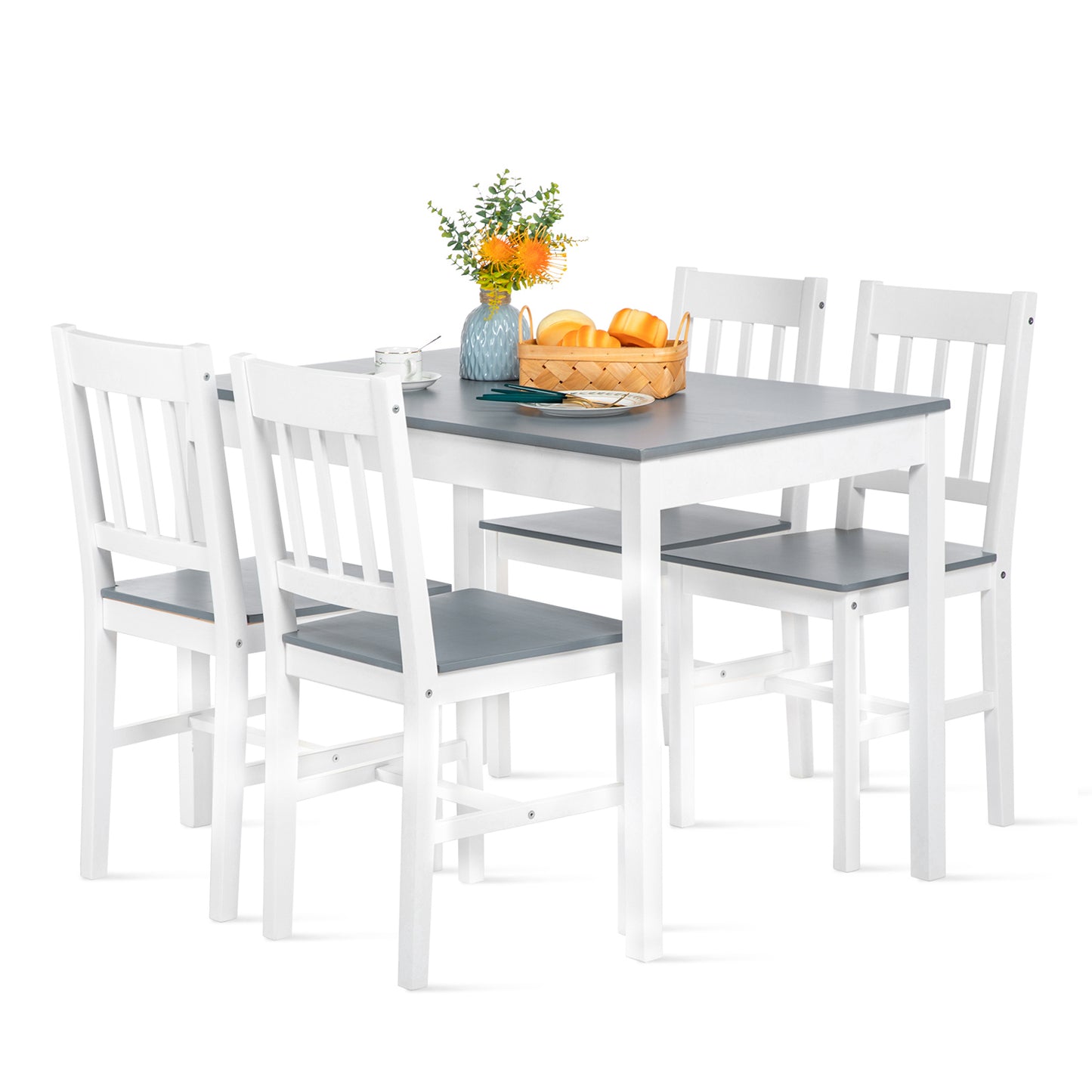 JOEL Square Dining Set -White and Gray