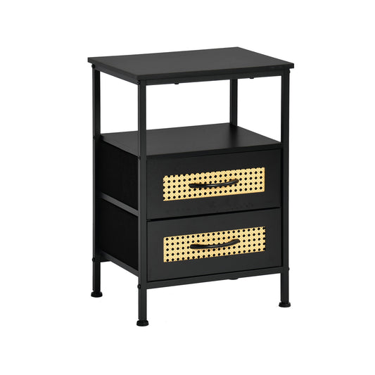 Storage Side Table 40cm with Iron Legs-Black-JENA