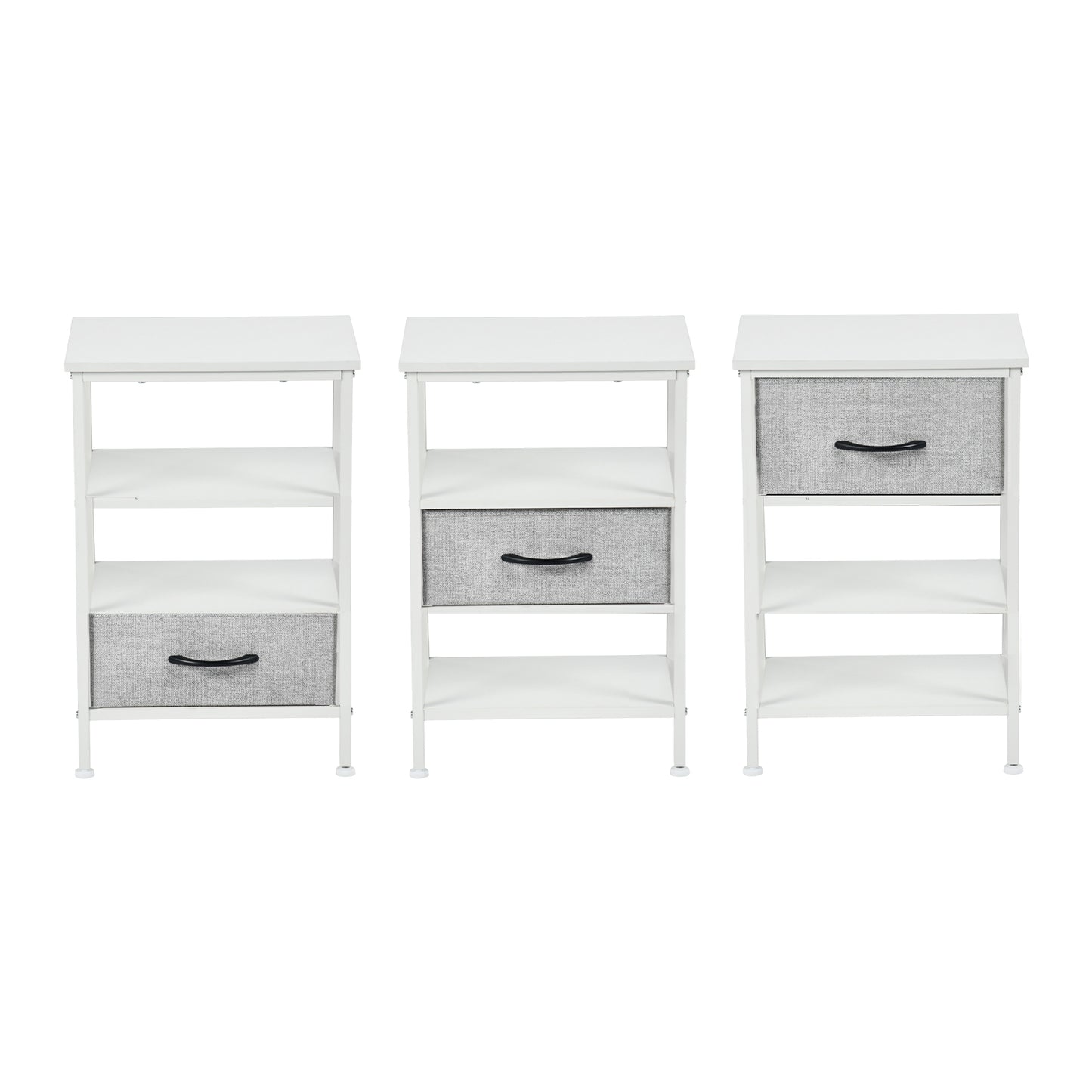 Storage Side Table 40cm with Iron Legs-White-JENA