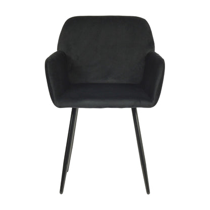 Velvet Armrest Wide Dining Chair Black/Dark Gray- KAMEY