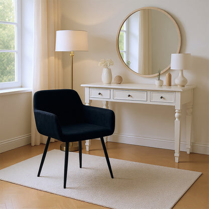 Velvet Armrest Wide Dining Chair Black/Dark Gray- KAMEY