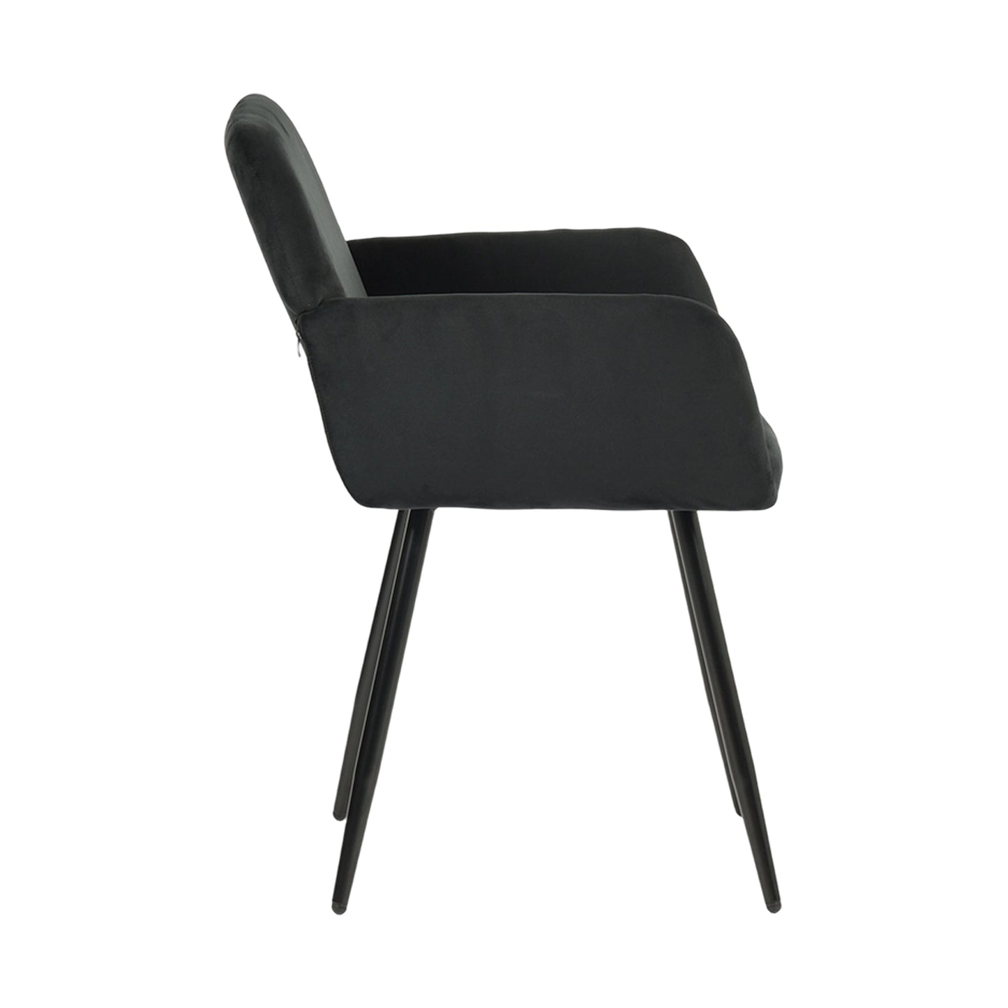 Velvet Armrest Wide Dining Chair Black/Dark Gray- KAMEY