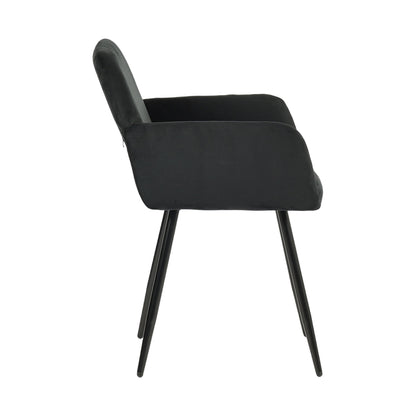 Velvet Armrest Wide Dining Chair Black/Dark Gray- KAMEY