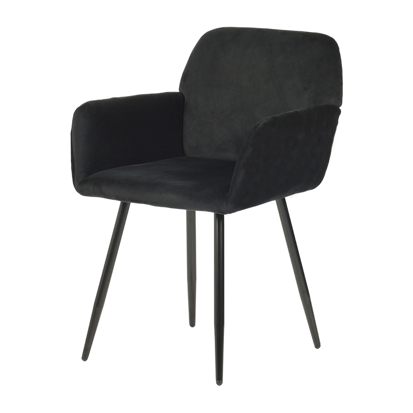 Velvet Armrest Wide Dining Chair Black/Dark Gray- KAMEY