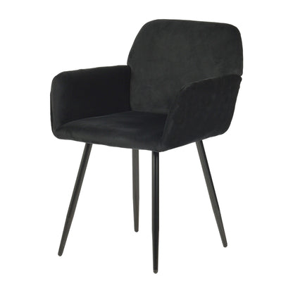 Velvet Armrest Wide Dining Chair Black/Dark Gray- KAMEY