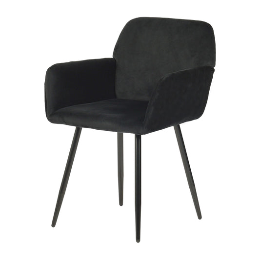 Velvet Armrest Wide Dining Chair Black/Dark Gray- KAMEY