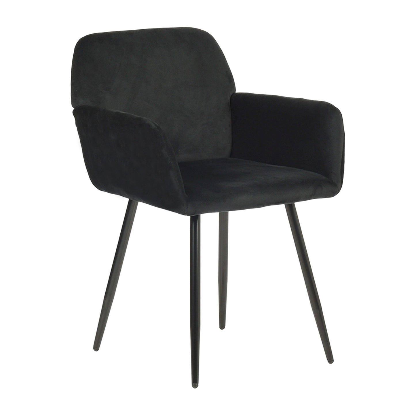 Velvet Armrest Wide Dining Chair Black/Dark Gray- KAMEY